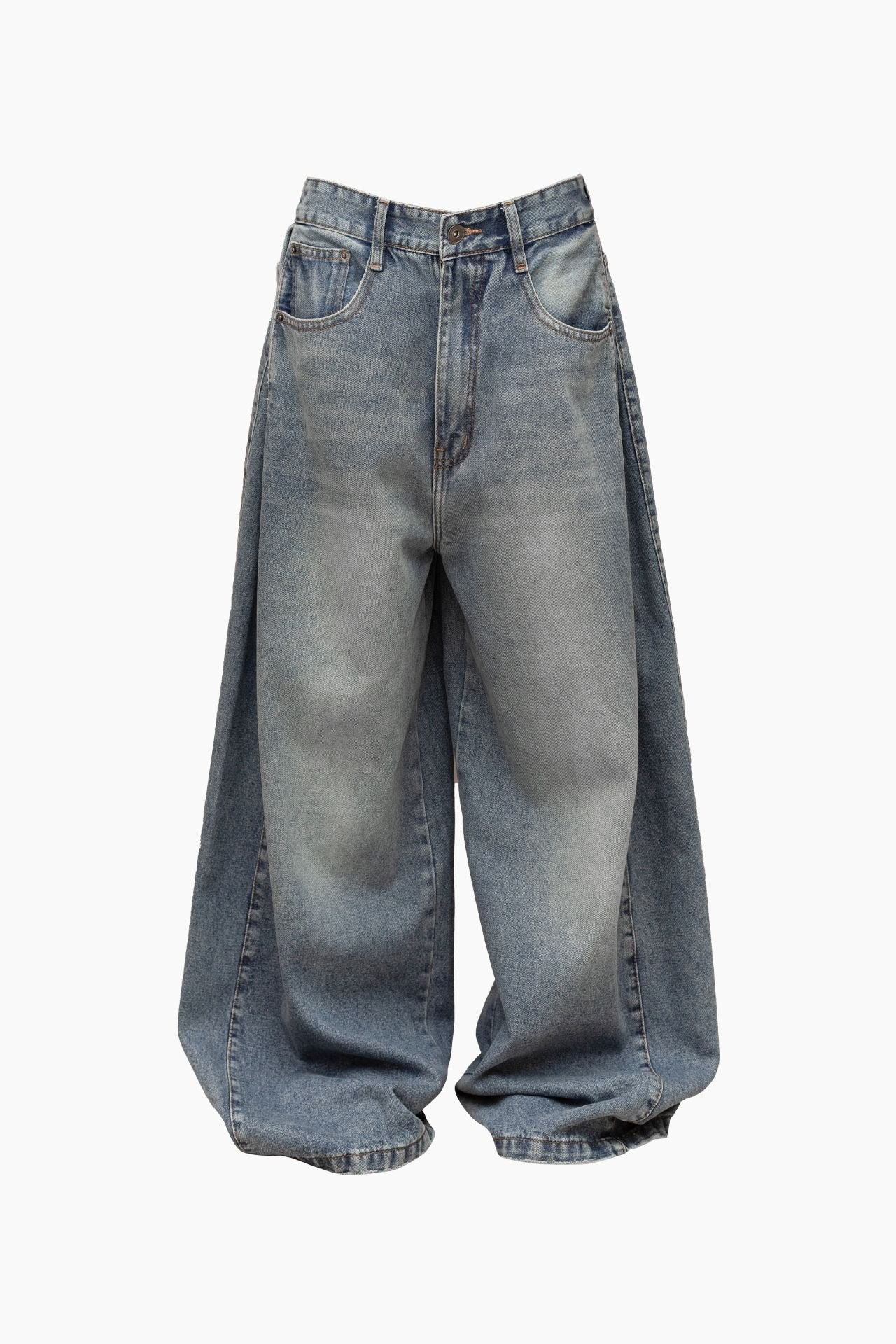 Pleated Wide Jeans - Light Blue