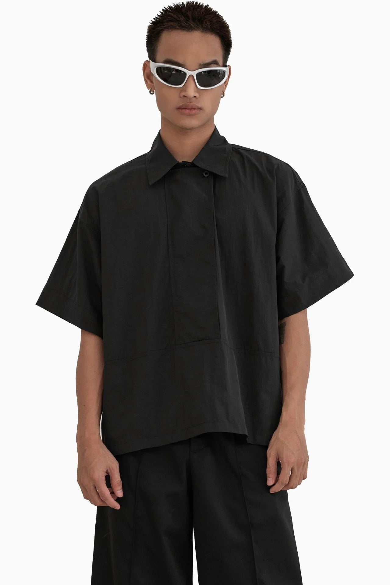 Drop Neck Shirt - Black