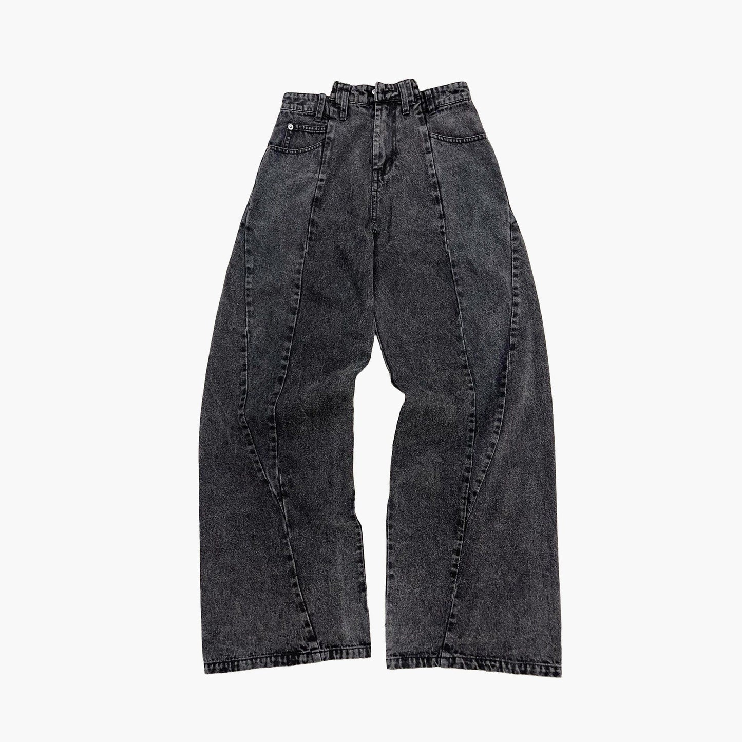 Split Denim Pants - Black