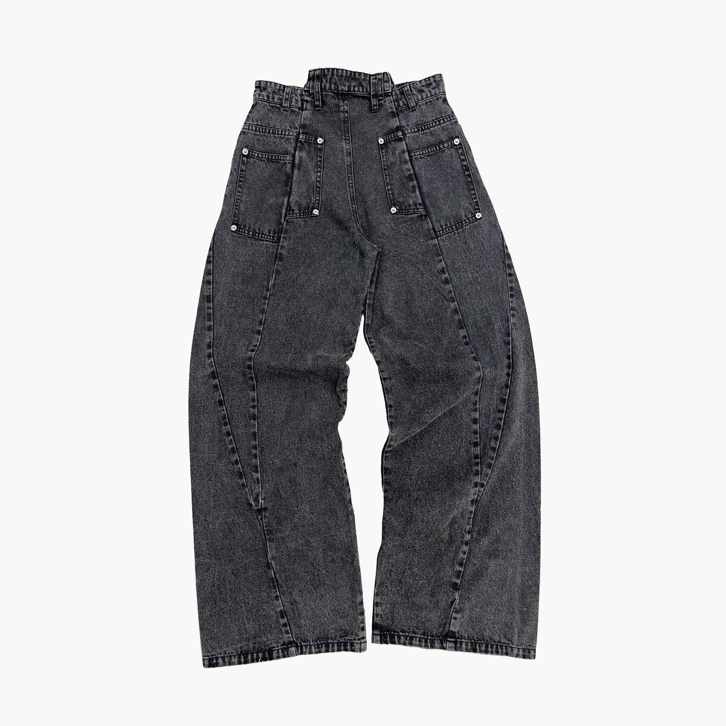 Split Denim Pants - Black