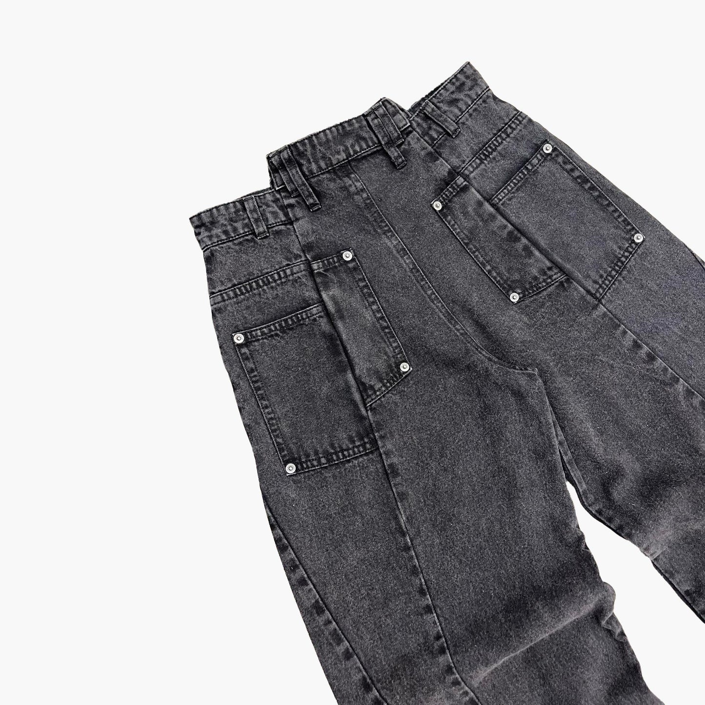 Split Denim Pants - Black