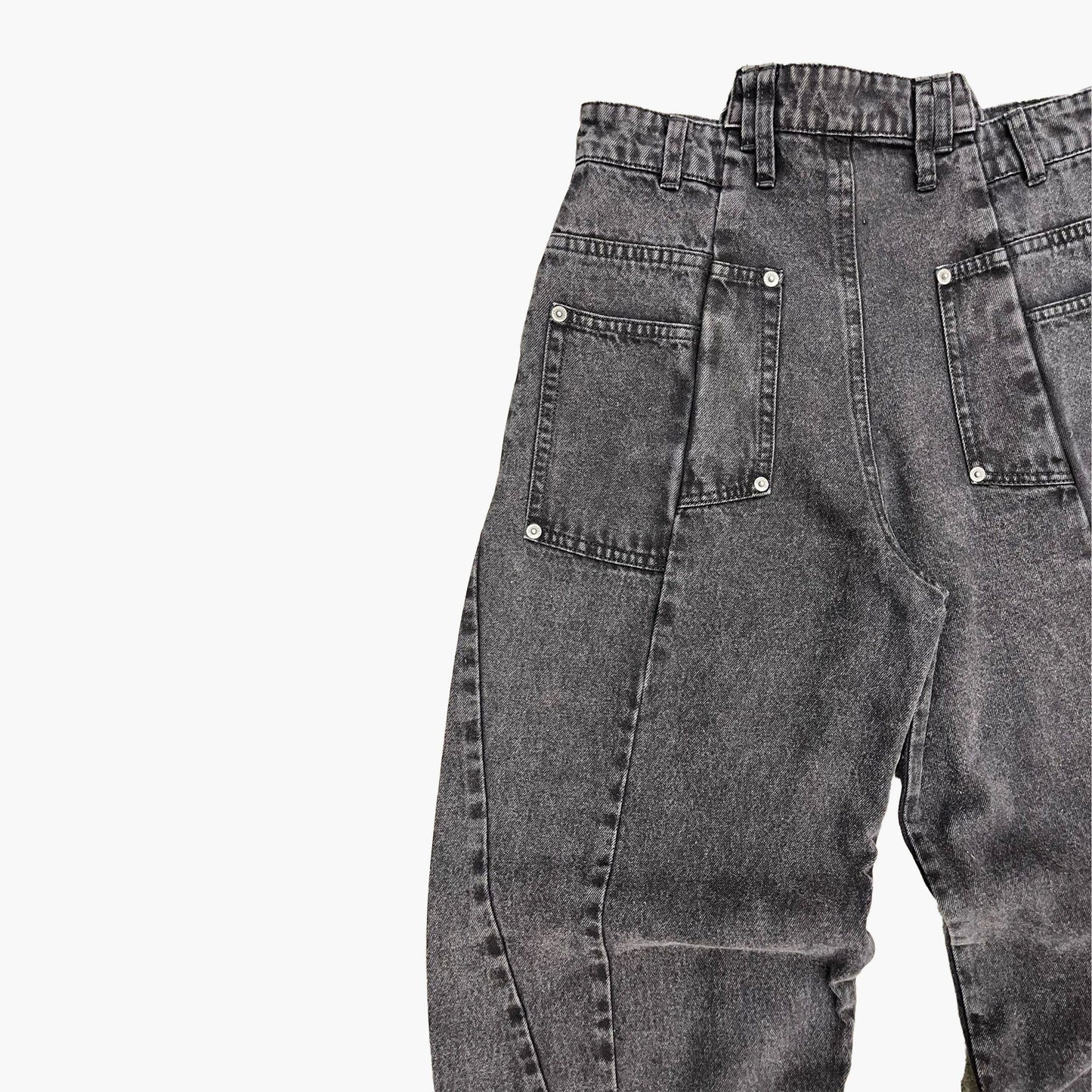 Split Denim Pants - Black