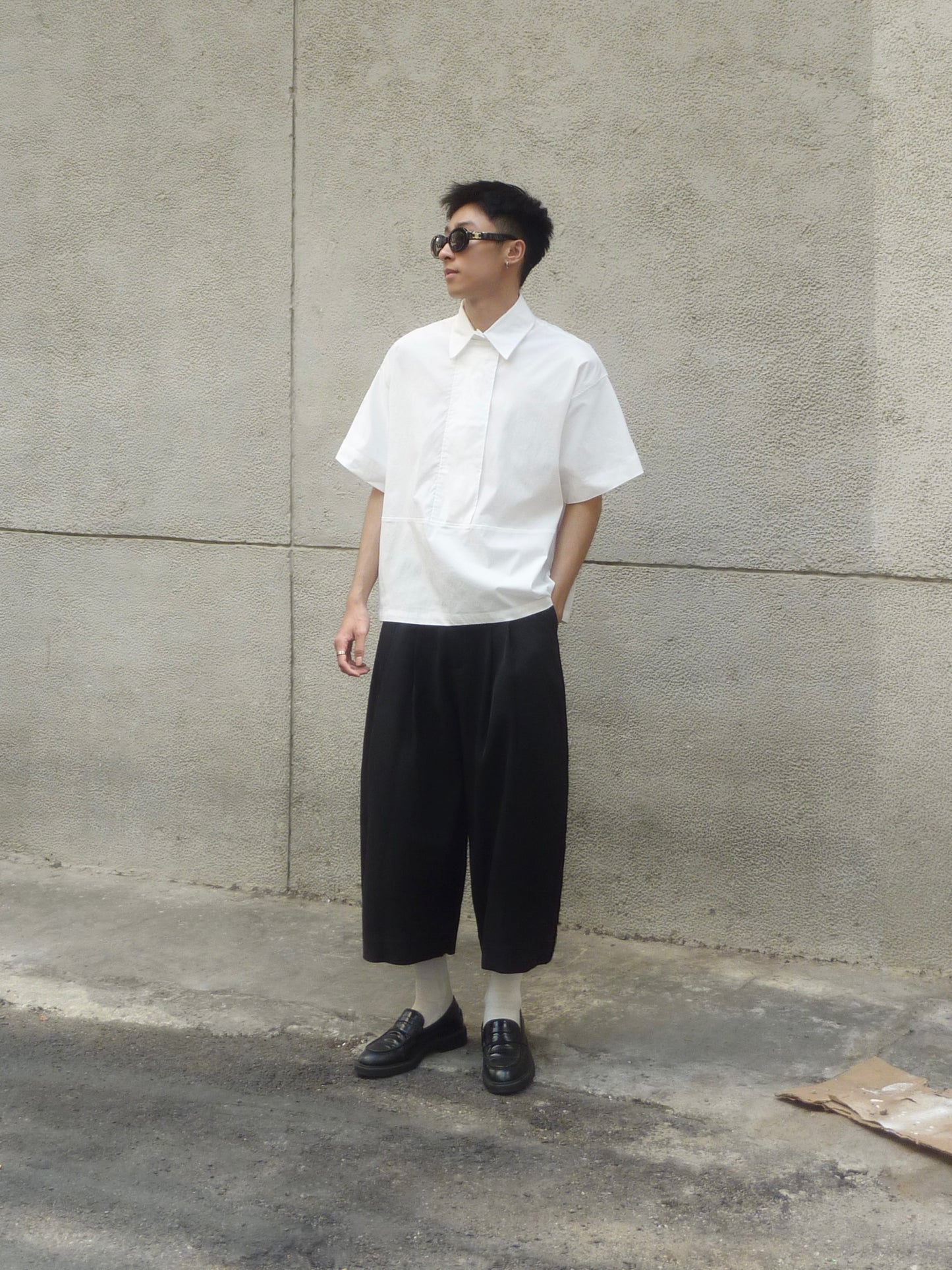 Drop Neck Shirt - White