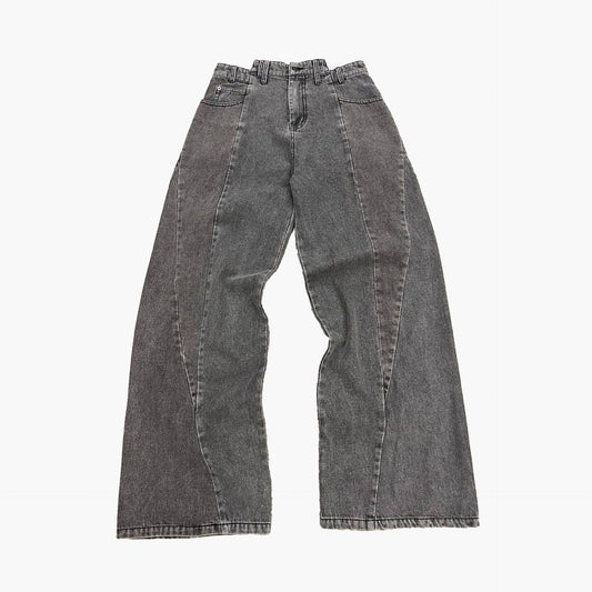 Split Denim Pants - Gray